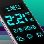 Reloj digital y clima icon