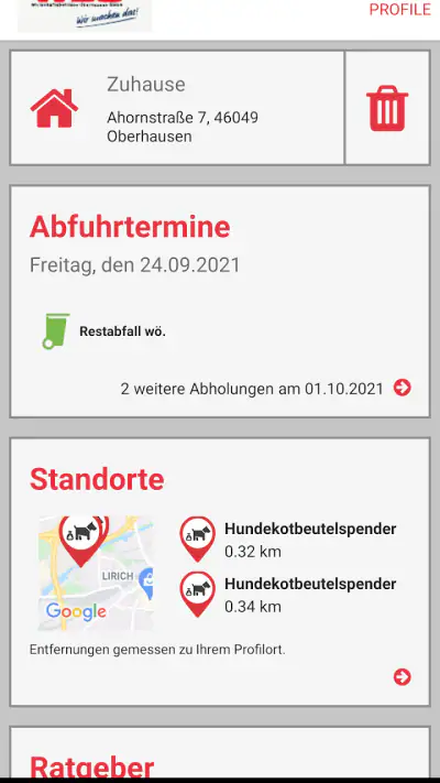 abfallApp Oberhausen screenshot 1