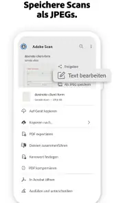 Adobe Scan KI-PDF Scanner, OCR screenshot