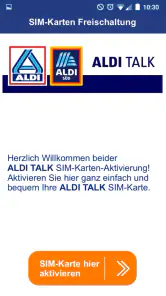 ALDI TALK Aktivierung screenshot