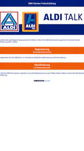 ALDI TALK Aktivierung screenshot