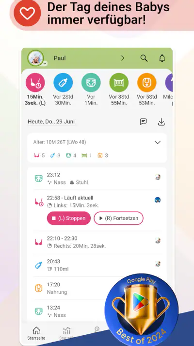 Baby Daybook - Stillen App screenshot 1