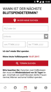 Blutspende - Spenderservice screenshot