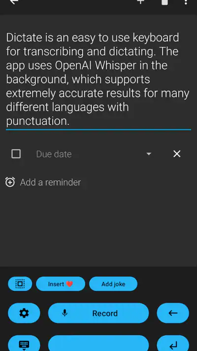 Dictate Keyboard (Whisper AI) screenshot 1