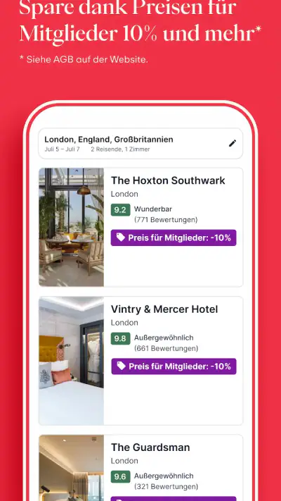 Hotels.com: Urlaub & Hotels screenshot 1