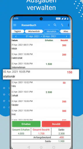 Kassenbuch - tägliche ausgaben screenshot 1