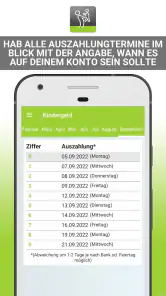 Kindergeld Auszahlungstermine screenshot