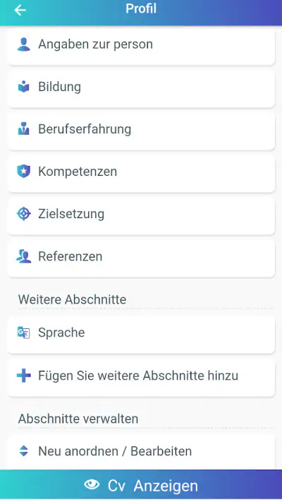 Lebenslauf erstellen Bewerbung screenshot 1