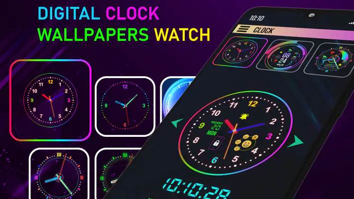 Neon Digital Clock Smart Watch screenshot 1