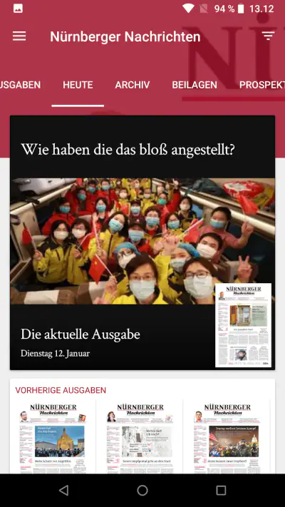 Nürnberger Nachrichten E-Paper screenshot 1