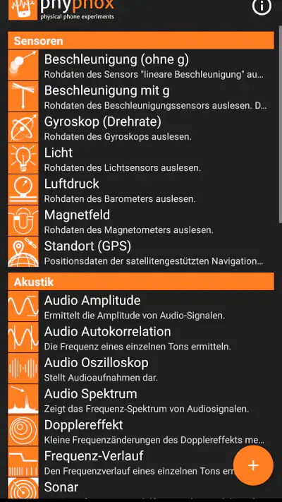 phyphox screenshot 1