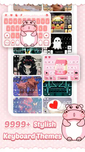 Pink Cute Hippo Themen screenshot 1