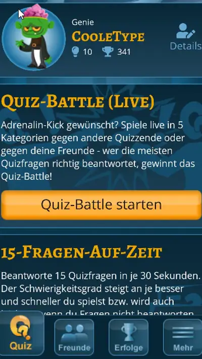 Quizshow-Trainingslager: Quiz screenshot 1
