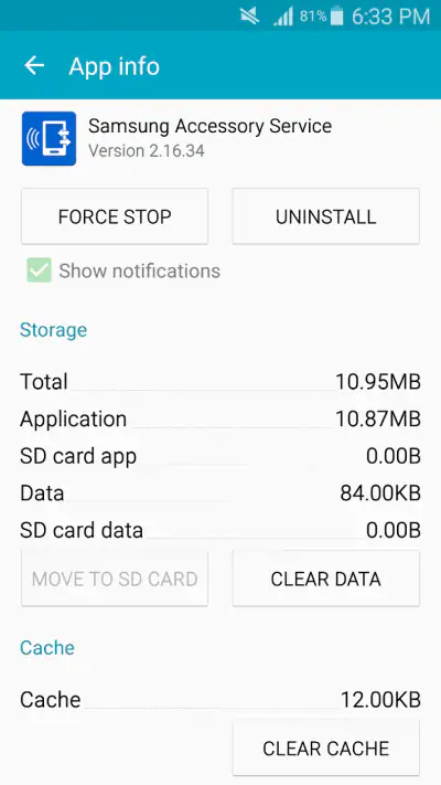 Samsung Accessory Service screenshot 1