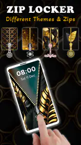 Screen Lock – Gold Zip Locker screenshot