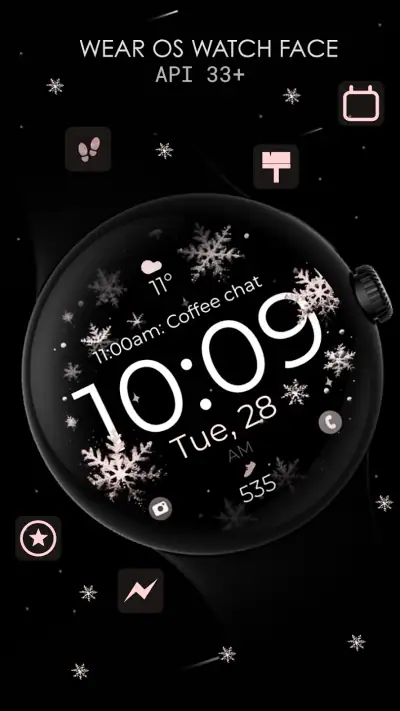 Snowflake rose gold watch face screenshot 1