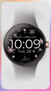 Snowflake rose gold watch face screenshot