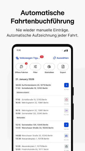 Vimcar Fahrtenbuch screenshot 1