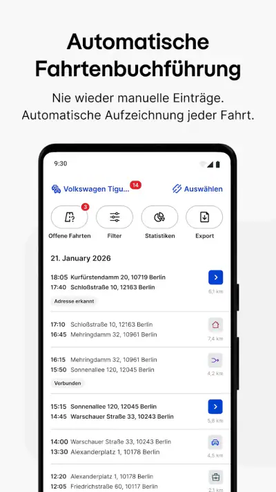 Vimcar Fahrtenbuch screenshot 1