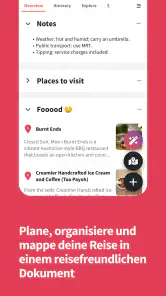 Wanderlog reisen routenplaner screenshot