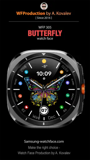 WFP 305 Butterfly watch face screenshot 1