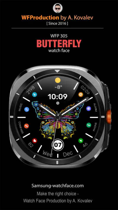 WFP 305 Butterfly watch face screenshot 1