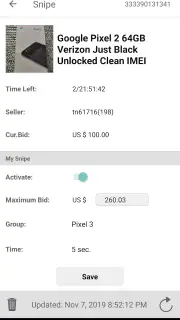 Auction Bid Sniper for eBay screenshot 3