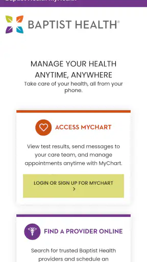 Baptist Health MyHealth screenshot 1
