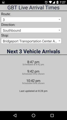 Bridgeport GBT Bus Tracker screenshot 1