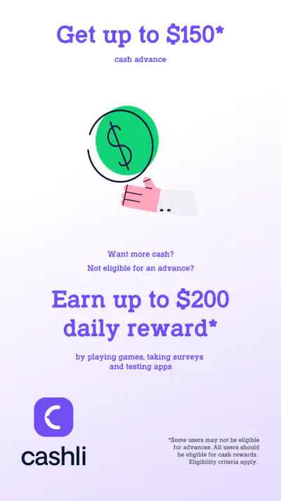 Cashli: Cash Advance & Rewards screenshot 1