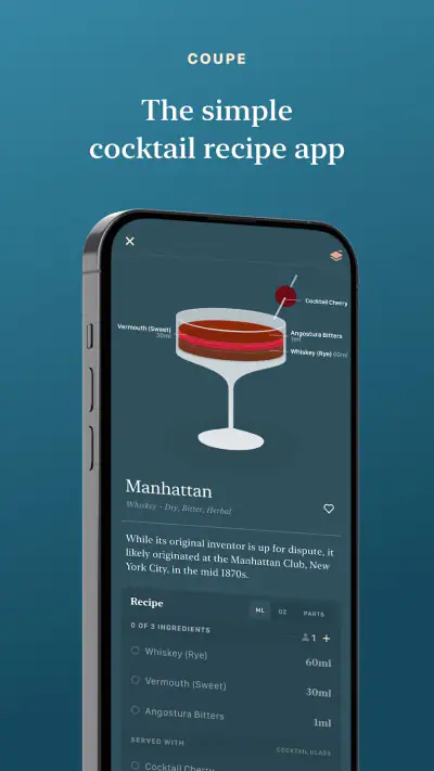 Coupe - cocktail recipes screenshot 1