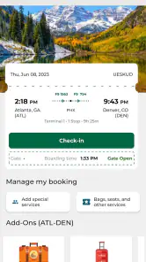 Frontier Airlines screenshot