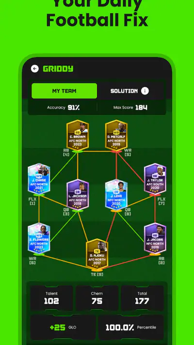 Griddy: Football Puzzles screenshot 1