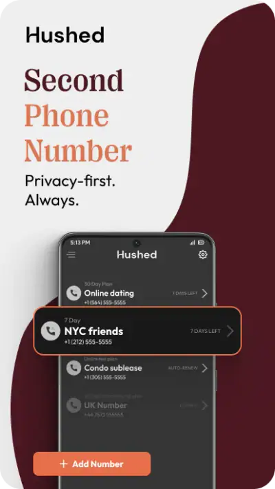Hushed: US Second Phone Number screenshot 1