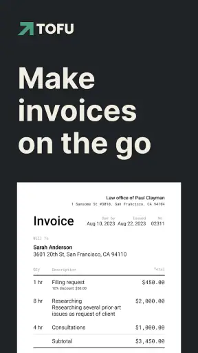 Invoice Maker Tofu & Receipts screenshot 1