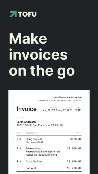 Invoice Maker Tofu & Receipts screenshot 1