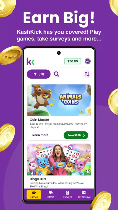 KashKick: Get paid to have fun screenshot 1