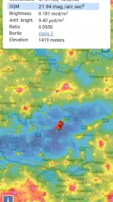 Light pollution map screenshot