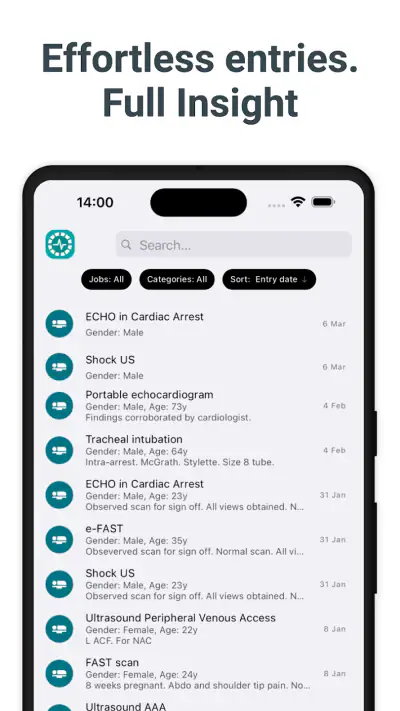 Medical and surgical logbook screenshot 1