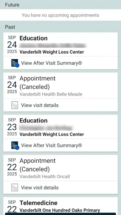 My Health at Vanderbilt screenshot 1
