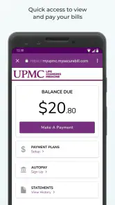 MyUPMC screenshot