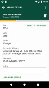 O’Reilly First Call VIN Scan screenshot