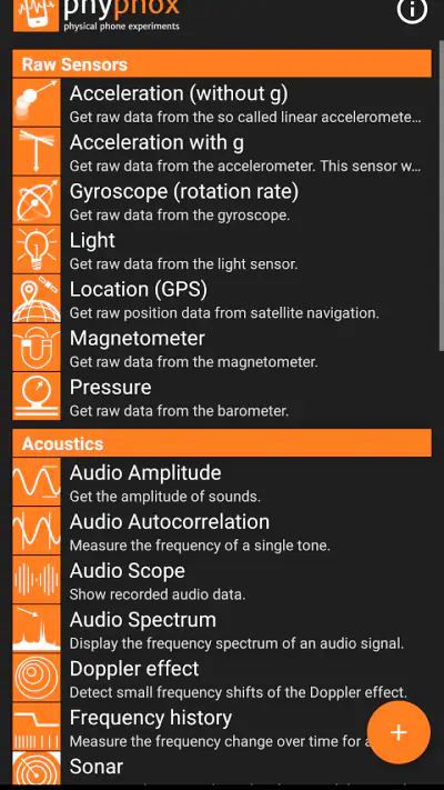 phyphox screenshot 1