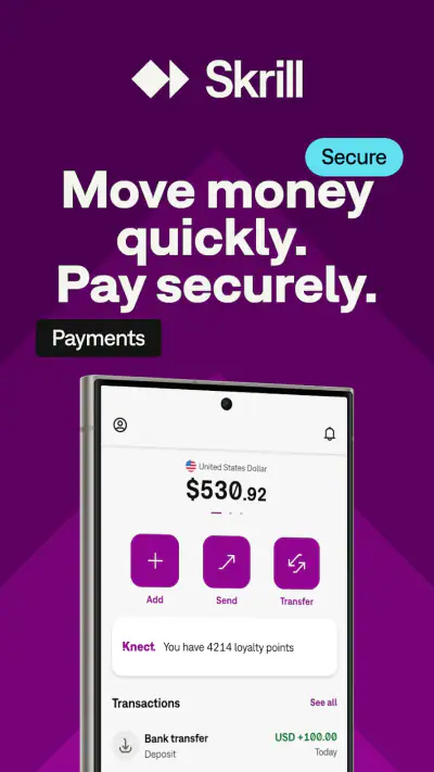 Skrill - Fast, secure payments screenshot 1