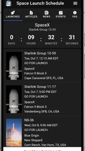 Space Launch Schedule screenshot 1