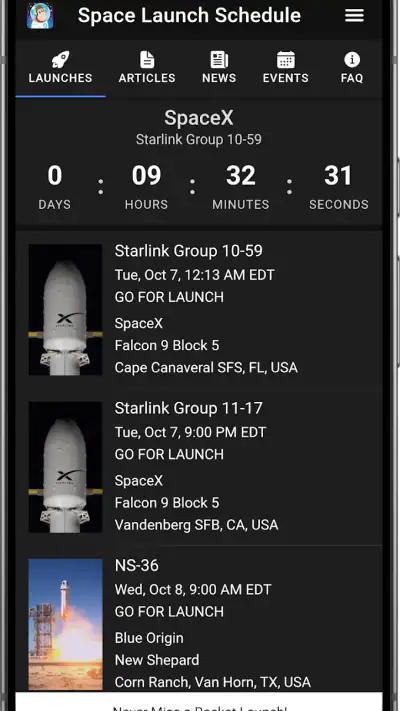 Space Launch Schedule screenshot 1