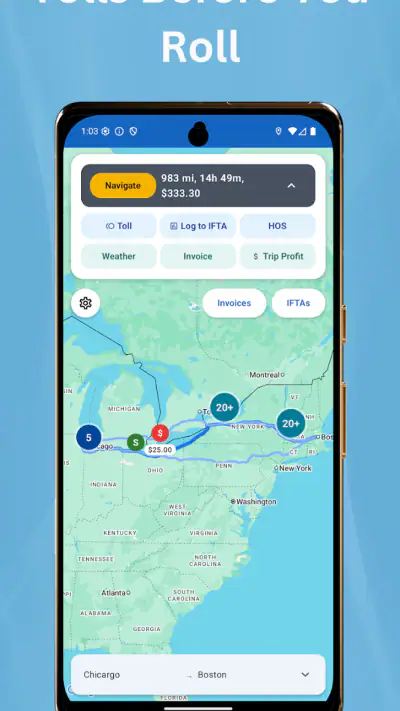 Toll Calculator GPS Navigation screenshot 1