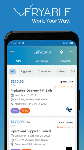 Veryable: Work. Next Day Pay screenshot 1