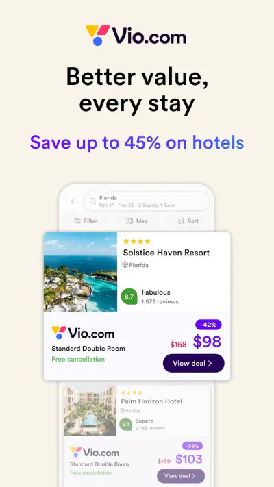 Vio.com: Hotels & travel deals screenshot 1