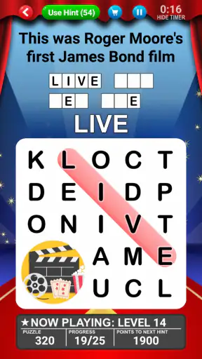Word Search World Hollywood screenshot 1